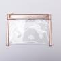 Deboss Logo PU & Clear Vinyl Portable Women Wedding Zipper Flat Pouch Transparent Travel Makeup Bag Evening Ladies Clutch Bag