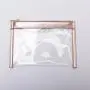Deboss Logo PU & Clear Vinyl Portable Women Wedding Zipper Flat Pouch Transparent Travel Makeup Bag Evening Ladies Clutch Bag