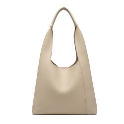 Korean Version Retro Bucket Shoulder Tote Bag Solid Color Soft PU Leather for Shopping and Commuting-Messenger Bags