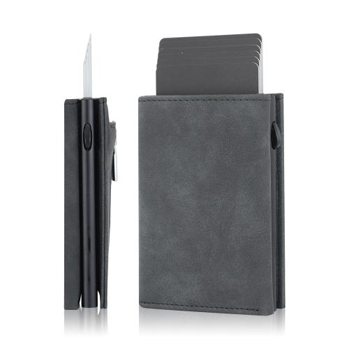 Custom Slide Up Card Case For Men Secure Scan Proof Wallet With Pop Up Card Wallet Aluminum Wallets