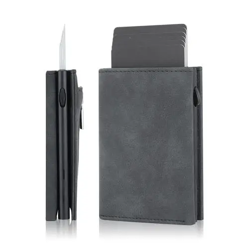 Custom Slide Up Card Case For Men Secure Scan Proof Wallet With Pop Up Card Wallet Aluminum Wallets