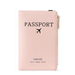 HR243 Simple Rfid Passport Bag Solid Color Cute Zipper Card Bag Airplane Anti Magnetic PU Leather Passport Clip Protective Case
