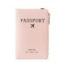 HR243 Simple Rfid Passport Bag Solid Color Cute Zipper Card Bag Airplane Anti Magnetic PU Leather Passport Clip Protective Case
