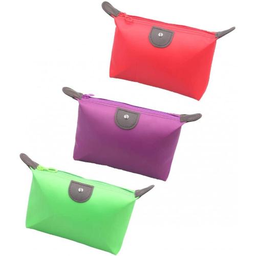 Small Cosmetic Organizer Bag Waterproof Travel Portable Zipper Flat Makeup Pouch for Women Girl
