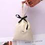 Custom Logo Printing Muslin Cotton Shoe Dust Packaging Drawstring Pouch High Quality Soild Cotton Handle Gift Shopping Bag