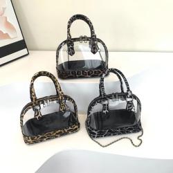 Fashion Chain Shoulder Bag Ladies Crossbody Bags Summer Hot Selling Leopard Clear PVC Shell Handbags