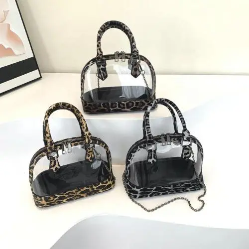 Fashion Chain Shoulder Bag Ladies Crossbody Bags Summer Hot Selling Leopard Clear PVC Shell Handbags