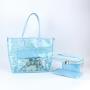 Keymay New Design High Quality RTS Stock Cute Large Capacity Waterproof Pouches Travel Cases Transparent Pvc Bag with Handle