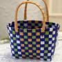 Beach Bag Colorful Woven Multi-Color Packing Belt Woven Basket Handbag