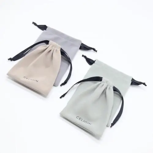 High End Soft Luxury  Flannel Gift Cosmetic Dust Packaging Jewelry Drawstring Velvet Pouch Bag