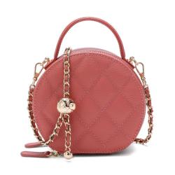 2024 Custom Embroidery Genuine Leather Round Handbag For Women Ladies Luxury Bag