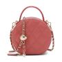 2024 Custom Embroidery Genuine Leather Round Handbag For Women Ladies Luxury Bag