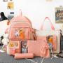 Five piece backpack set, student backpack, women's large capacity backpack