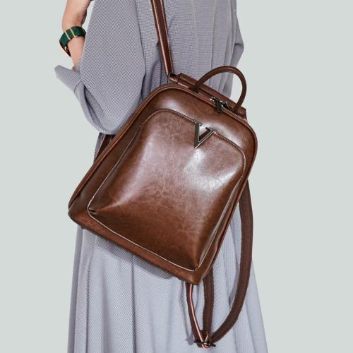 Backpacks women 2021 new fashion vintage back pack waxy cow leather women's school bag ladies backpacks
