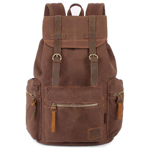 XL067 Retro Canvas American Style Computer Bag Drawstring Flap Shoulder Bag Anti Water Fashion Students Outdoor Backpack