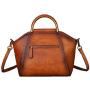 Luxury Vintage Genuine Leather Women Handbags For Retro Ladies Shoulder Bags With Embossed Flowers