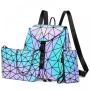 Wholesale Custom Holographic Reflective Bag Wallet Clutch Set Geometric Luminous Purses and Handbags Backpack for Women
