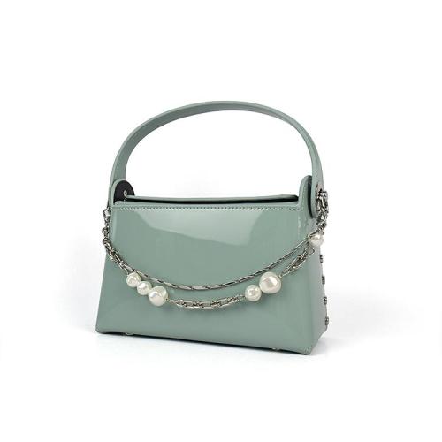 2021 New Arrival Pu Leather Gloss Mini Trendy Lady Handbag Customized Logo Pearl bag