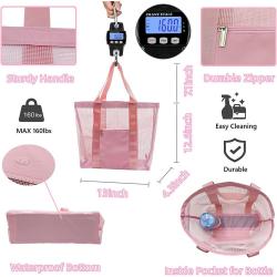 Lightweight Waterproof Sand proof Shopping Bag Durable Mesh Beach Tote Bags For Beach Toys Towel Flip Flops
