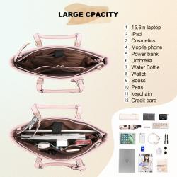 LOVEVOOK 2 PCS Waterproof Laptop Handbag Bag for Women Quilted Leather Computer Shoulder Briefcase 15.6 inch Laptop Tote Purses