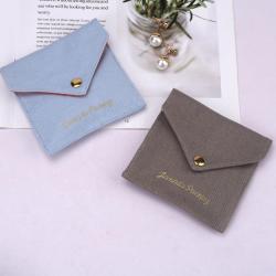 High Quality 12Oz Canvas Envelope Packaging Bag For Comb Mirror Custom Logo Canvas Cotton Jewelry Dust Pouch Envelope