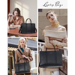LOVEVOOK 2pc Fashion 15.6in Classic Ladies Hand Bags Top Handle Tote Bags Shoulder Bags Work Elegant Luxury Women Handbags Purse