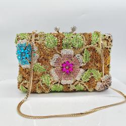 New Evening Handbag Crystal Clutch Bling Party Bag Bridal Wedding Elegant Handmade Hollow Flower Diamond Evening Bags For Women