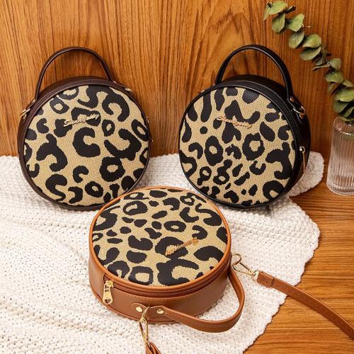 Retro leopard print small round bag 2024 women handbag factory wholesale Korean style trend of shoulder bag for women