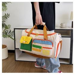 ZF265 New Contrast Color Travel Bag Outdoor Sports Large Capacity Shoulder Bag Fashion Fitness Bag Oxford Cloth Wear-resistant