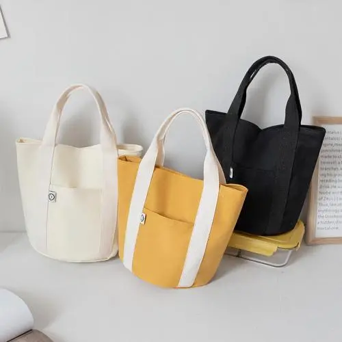 Best Selling Going Out To Work Bucket Lunch Box Bag Female Student Portable Recycled Canvas Shopping Bag