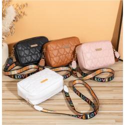Heart-shaped embroidery women bags pu leather small crossbody messenger bags women 2024 factory wholesale women's shoulder bag