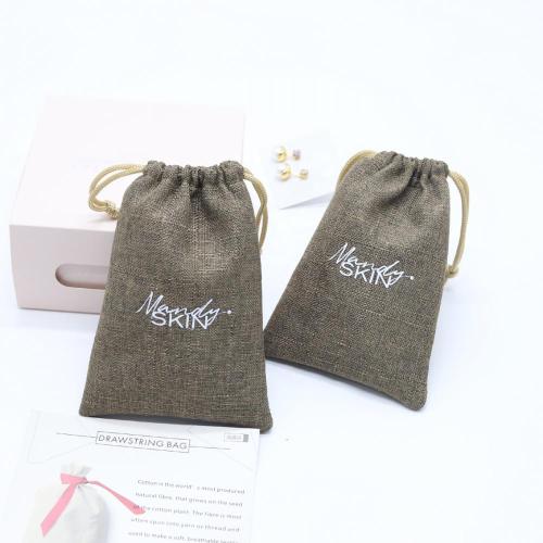 Eco-Friendly Custom Logo Cheap Natural Soap Gift Cosmetic Pouch Small Drawstring Jute Packaging Cosmetic Makeup Bag