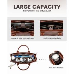 LOVEVOOK New Design Vintage Large Business Briefcase PU Leather Office Work Bag 15.6 inches Laptop Tote Handbags for Women
