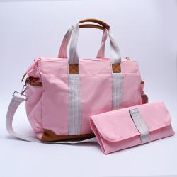 Keymay Free Sample 2 Sets Large Capacity Function Nappy Bags Waterproof Mommy Canvas Tote Bag Portable Baby Diaper Bag