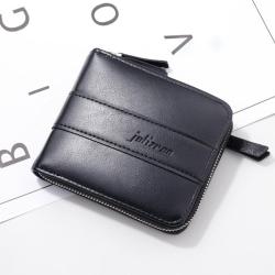 OEW046 Fashion Zipper Men's Wallet Money Bag Solid Color Business Short Wallet Pu Leather Coin Purse Business Credit Card Holder