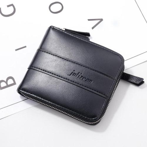 OEW046 Fashion Zipper Men's Wallet Money Bag Solid Color Business Short Wallet Pu Leather Coin Purse Business Credit Card Holder
