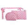 3 Pc Cosmetic Bags Set Travel Zippered Toiletry Pouch Women Pink Makeup Bag Set