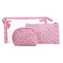 3 Pc Cosmetic Bags Set Travel Zippered Toiletry Pouch Women Pink Makeup Bag Set