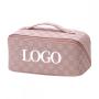 custom fashion designer large capacity luxury vintage plaid checkered pu leather pouch travel storage makeup cosmetic bags