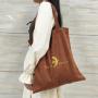 Promotion Custom Logo Printing Faux Suede Handle Shopping Bag Luxury Brown Velvet Travel Shopping Tote Bag