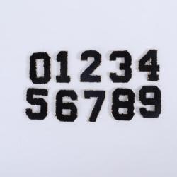 Keymay Custom Fashion Designer Self Adhesive Felt Glitter Arabic Number Sticker Chenille Embroidery Patches