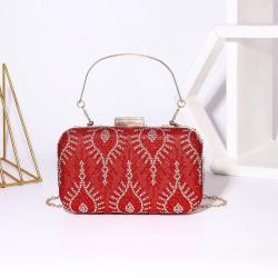 Factory wholesale luxury fashion diamond  banquet clutch bag Rhinestone evening purse with metal handle for party wedding ladies