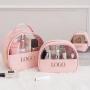 new style customization 3pcs/set luxury designer pvc clear cosmetic bags black travel makeup pouch bag with logo