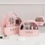 new style customization 3pcs/set luxury designer pvc clear cosmetic bags black travel makeup pouch bag with logo
