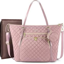 LOVEVOOK wholesale baby Multifunction quilted bags with Pacifier Holder and Changing Pad Stylish large diaper nappy tote bags
