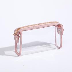 RTS Low MOQ High Quality Transparent Makeup Bag Personalized Candy Zipper Pouch Clear PVC Cosmetic Bag