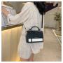Leisure Women's Bag 2023 Korean Version New Color Contrast Women's Bag Fashion Small Thread Zipper Square Shoulder Bag