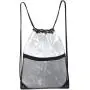 Clear Drawstring Bag PVC Drawstring Backpack with Front Zipper Mesh Pocket