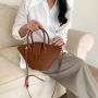 New Trend Design Advanced Handbag PU Leather Decoration Large Capacity Tote Bag Retro Style Bucket Bag