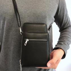 2024 New Solid Color Zipper Men's Crossbody Bag